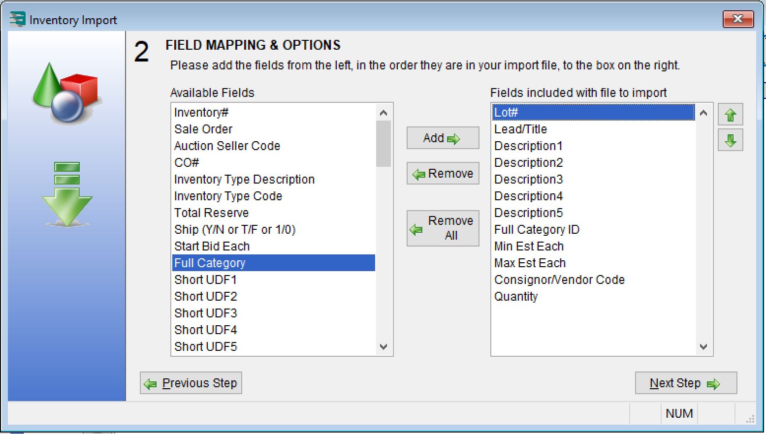 Auction Flex Field Mapping